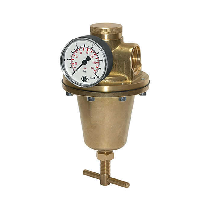 Pressure regulator for water, pressure gauge, G 1, 0.5 - 10 bar