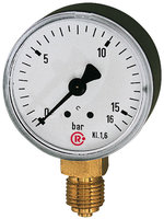 Standardmanometer, Kunststoffgeh., G 1/8 unten, 0 - 1,6 bar, Ø 40