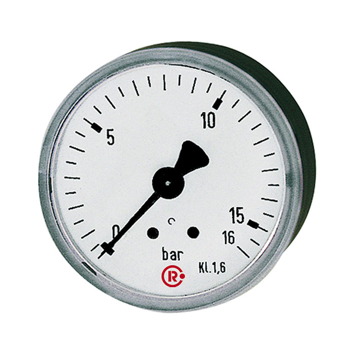 Standard pressure gauge, rear centric, G 1/4, 0 - 60 bar, Ø 50