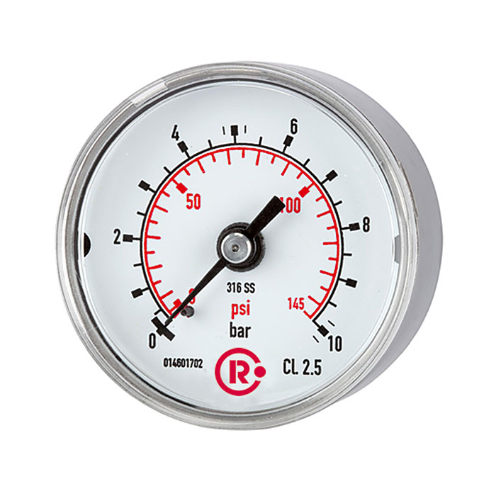 Standardmano, CrNi-Stahl, G 1/4 hinten zentr., 0 - 1,0 bar, Ø 40