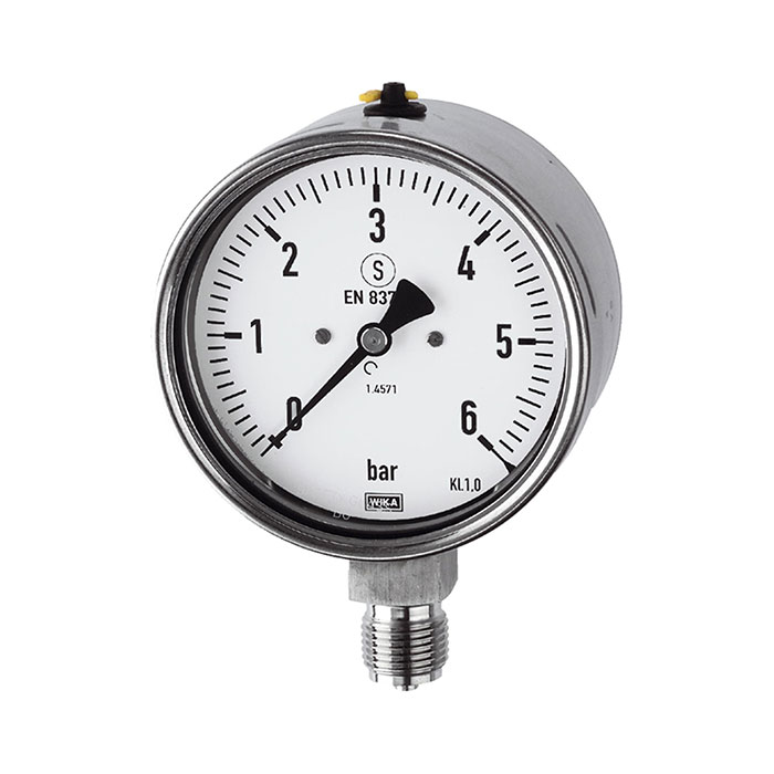 Pressure gauge, CrNi steel safety design, G 1/2, 0-60 bar, Ø 100