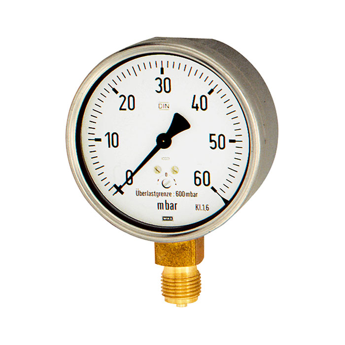 Kapselfedermanometer, Stahl, G 1/4 radial unten, 0-250 mbar, Ø 63