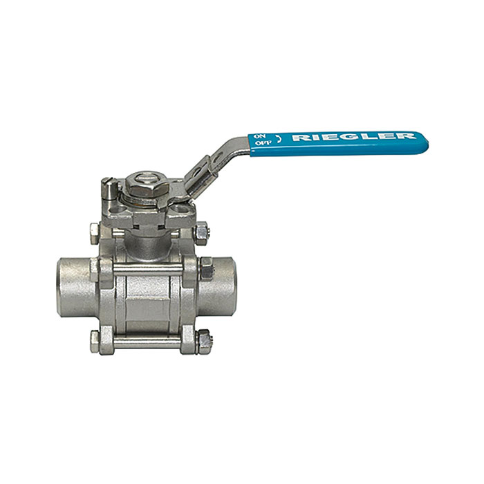 Stainless steel ball valve, weld-on studs, for tube O.D. 42.4 mm