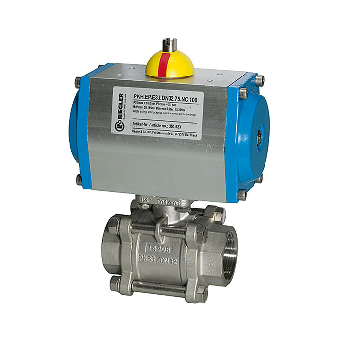 Stainless steel ball valve, Pneumat. actuation drive, Rp 2 1/2