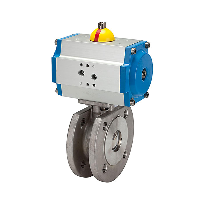 Compact flange ball valve, Pneumat. actuation drive, DN 65