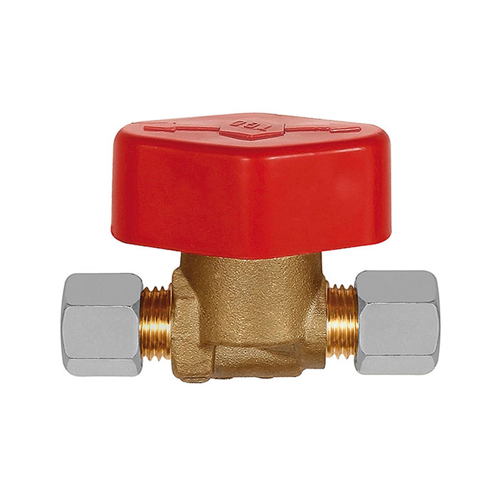 Quick connect blocking valve bright brass, 6 mm pipe connection