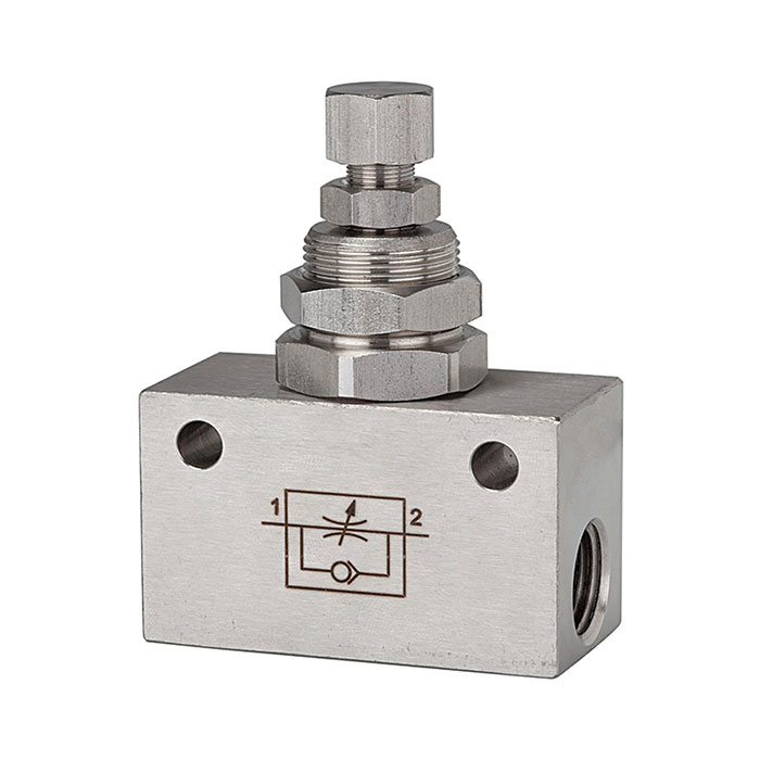 Throttle check valve, in block shape, Stainless steel, G 1/8