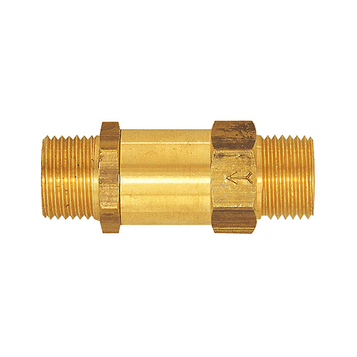 Check valve, straight-way variant, brass, G 3/8 ET, 0.2-0.4 bar