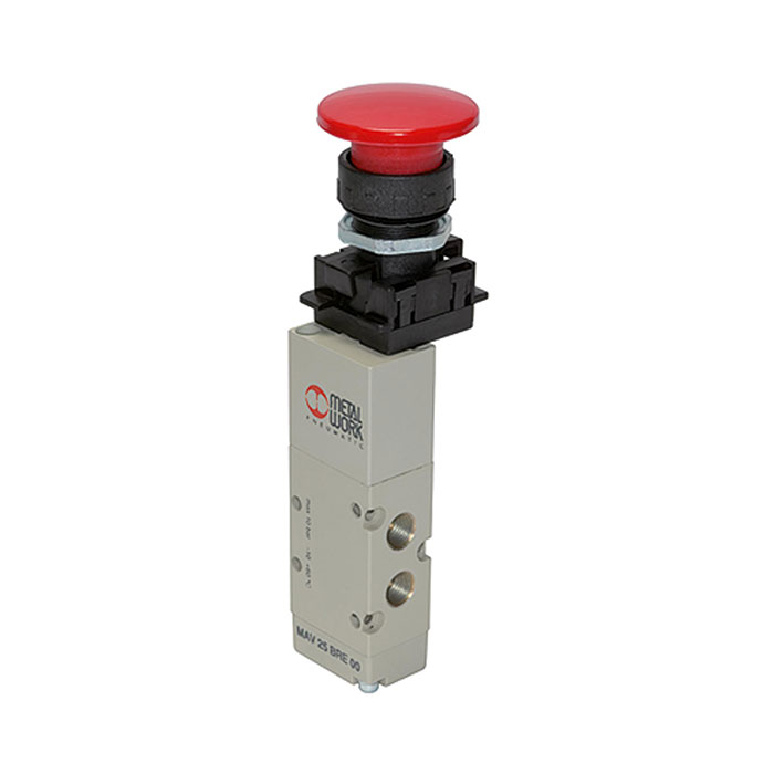 5/2-way valve, manual, Palm button, monostable, G 1/8