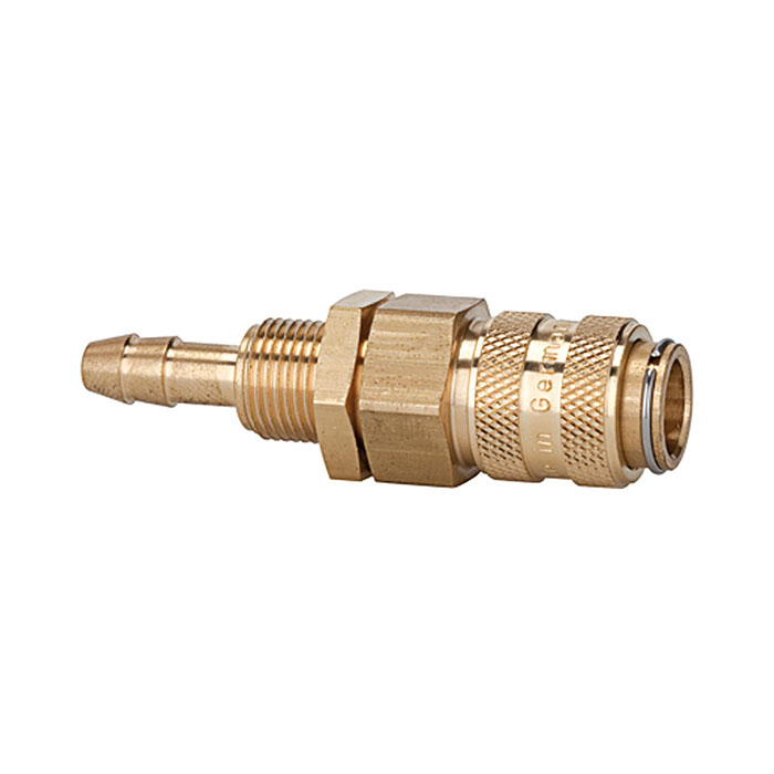 Quick-connect coupling I.D. 5, bright brass, Sleeve I.D. 6, M12x1