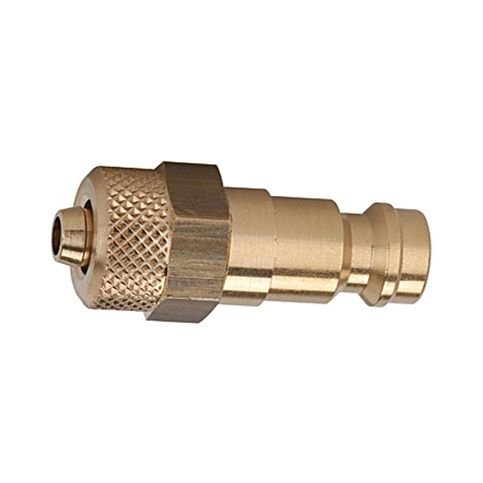 Nipple for couplings I.D. 5, bright brass, for hose 6x4, AF 12