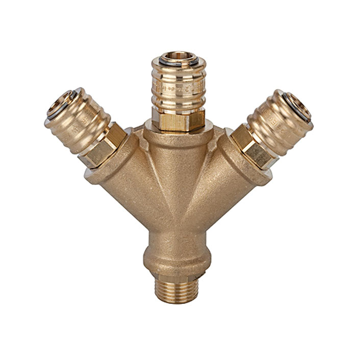 Distributor with 3 quick-connect couplings I.D. 7.2, G 1/4 ET