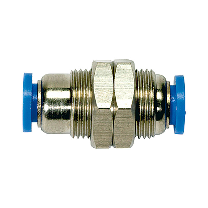 Straight push-in bulkhead connector »Blue Series«, M12x1