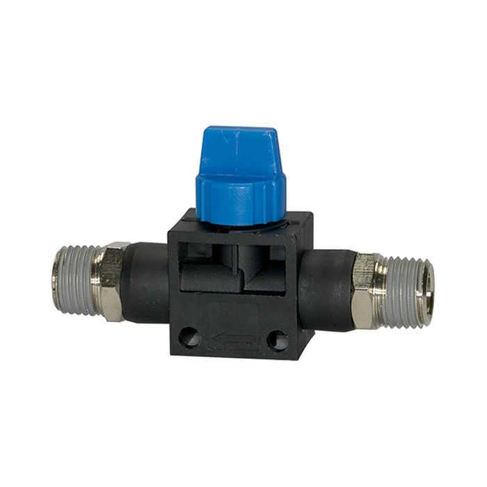 Blocking valve »Blue Series«, R 3/8 o., R 1/4 o., thread coating