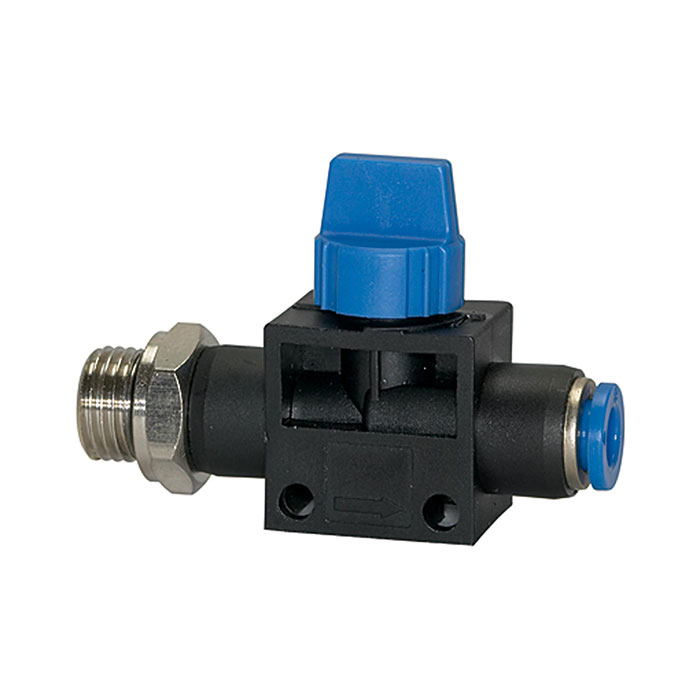 Blocking valve »Blue Series«, Plug connector, G 1/8 o., hose Ø 8