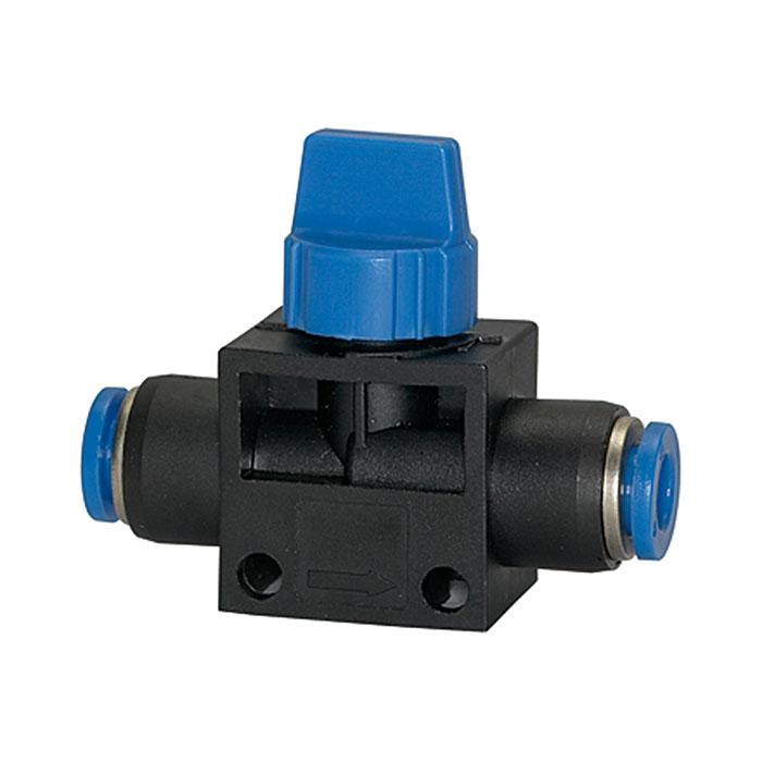 Blocking valve, plug connection »Blue series«, hose exterior Ø 8