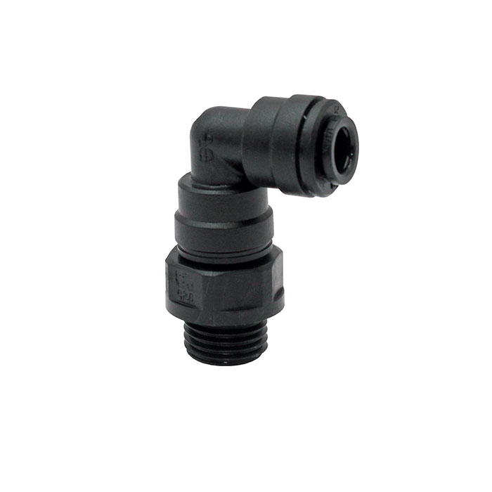 Angled screw-in fitting POM, G 1/2 o., for hose exterior Ø 10 mm