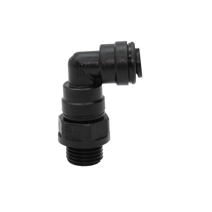 Angle connector POM, for hose exterior Ø 12 mm