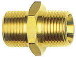 Double threaded nipple, Conical, R 1/4 o., R 3/8 o., AF 17, Brass