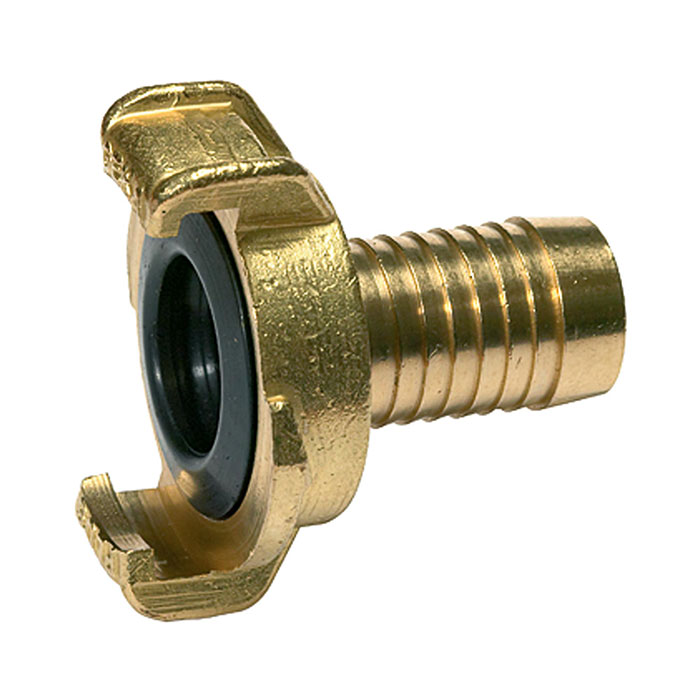 GEKA hose piece, rigid, bright brass, Connection I.D. 16