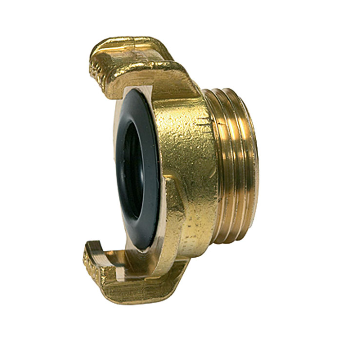 GEKA threaded piece, rigid, bright brass, G 1/2 exterior