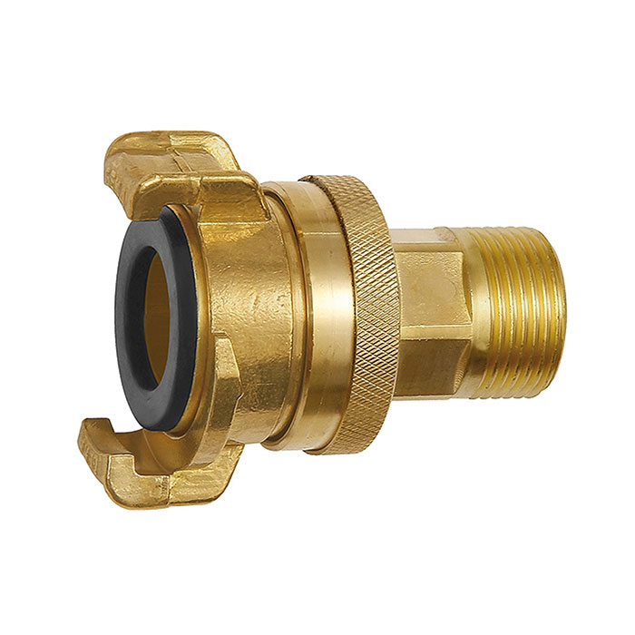 GEKA threaded piece, rigid, Safety design, bright brass, G 3/4 o.