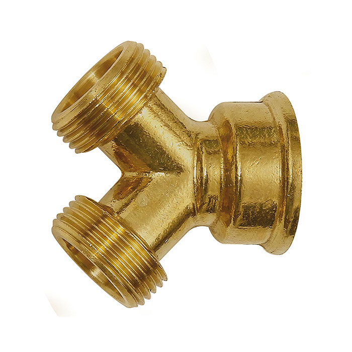 GEKA branch off fitting, bright brass, 1 x G 3/4 i., 2 x G 3/4 o.