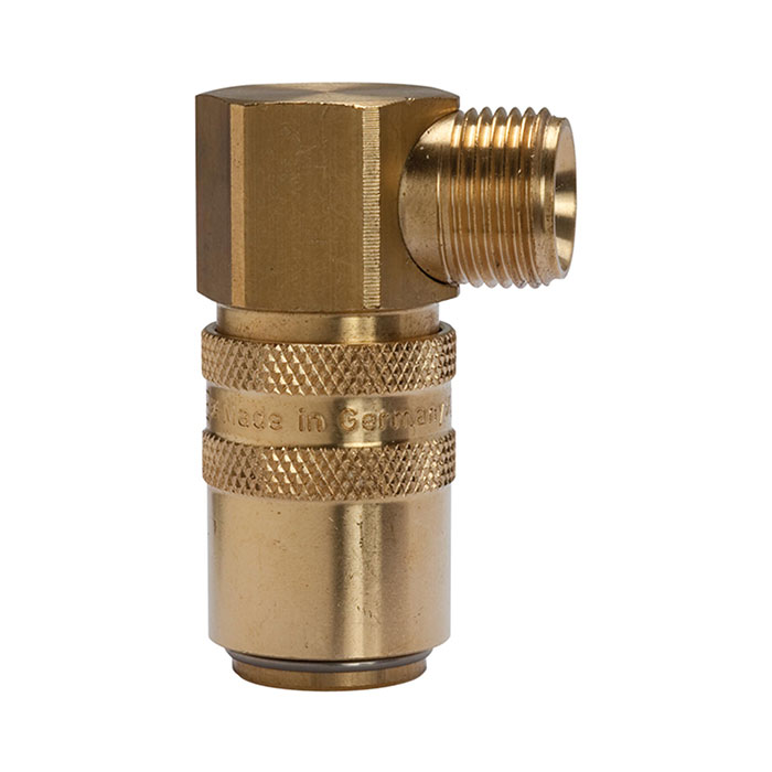 Tempered coupling DN 9, Exterior thread, Brass, M16x1.5 90°