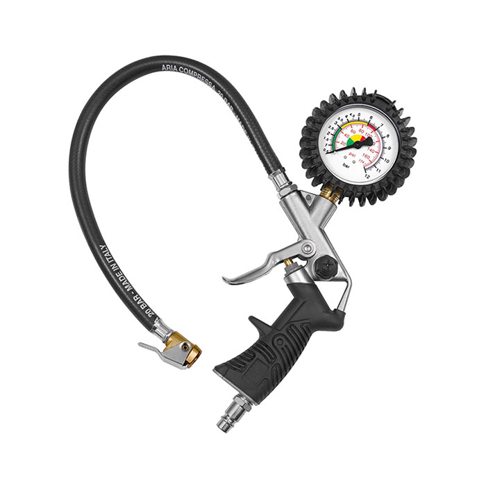 Stand. manual tyre gauge, quick connector, Uncalibrated, 0-12 bar