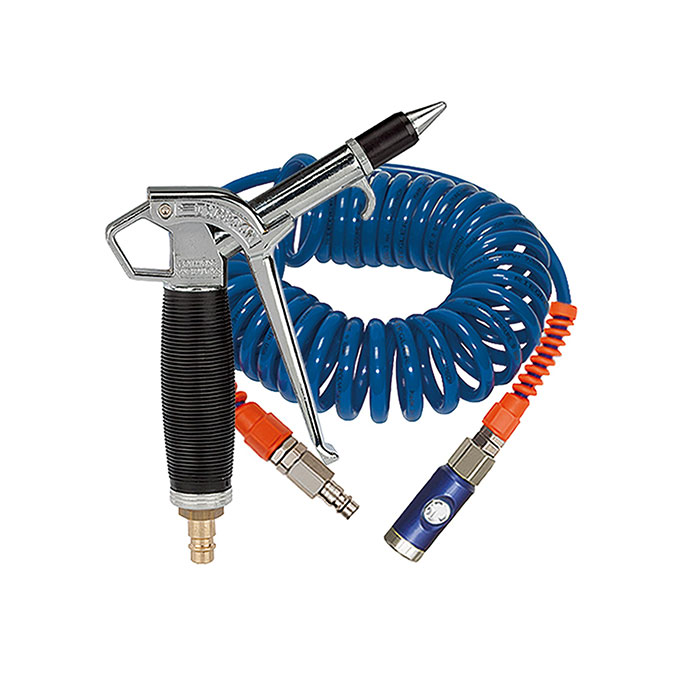 Spiral hose - blow gun kit Typhoon, PU-hose-Ø 9.5x6.3, max. 3 m