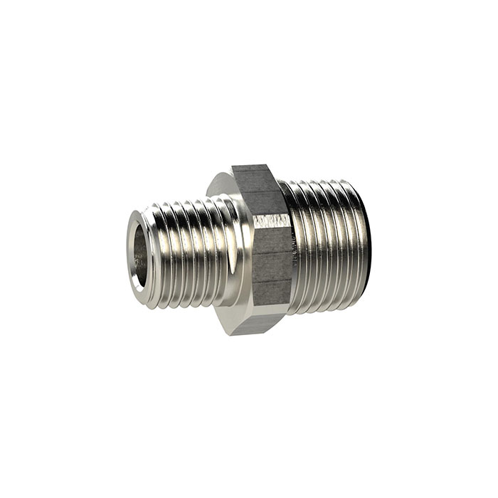 Double threaded nipple, R 1/2 o., R 1/2 o., nickel-plated brass