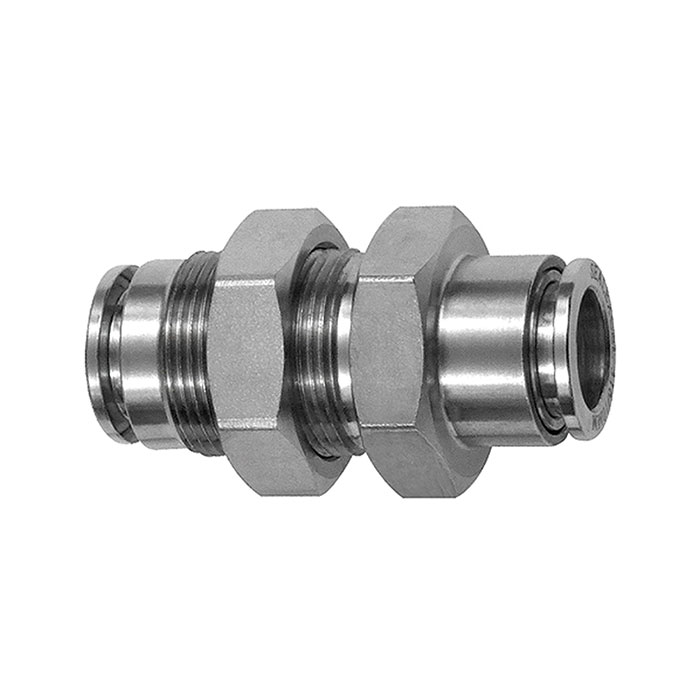 Straight push-in bulkhead connector, M22x1.5, Stainless steel