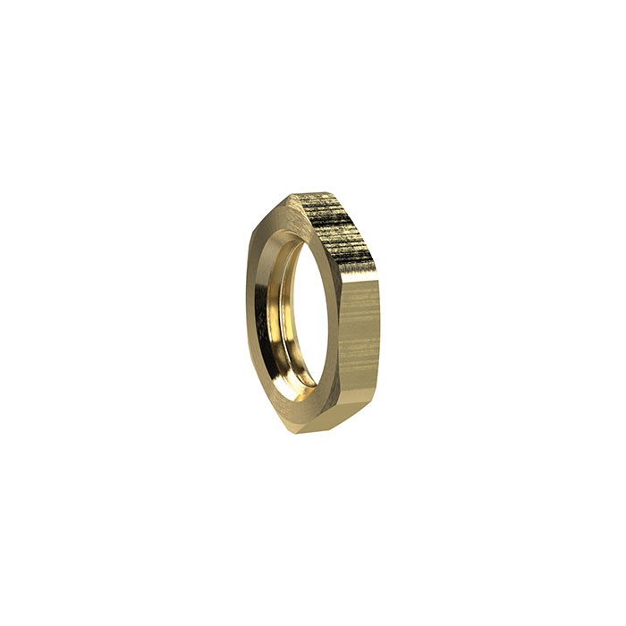 Hexagonal counter nut, M49x2, AF 60, Brass