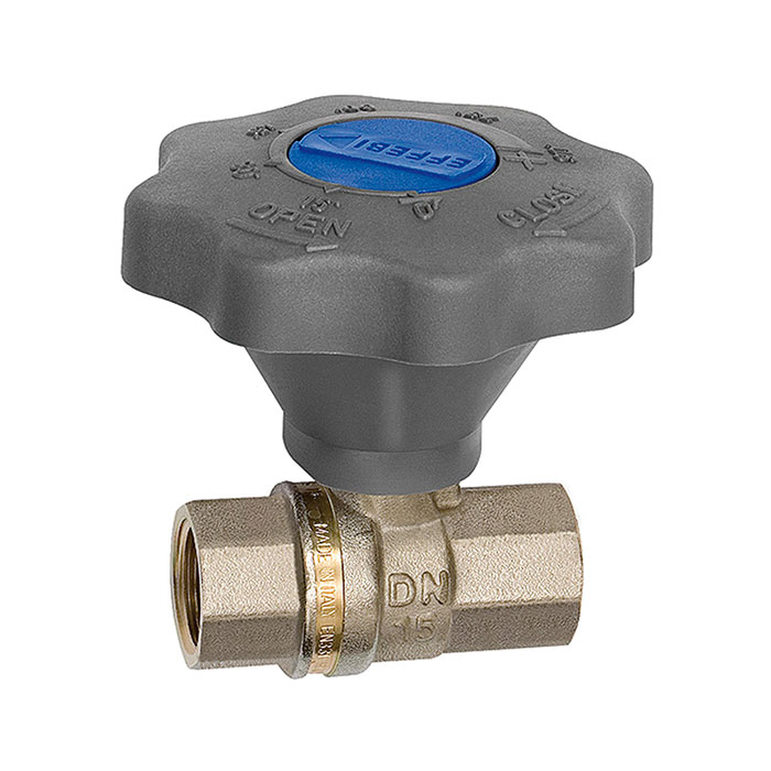 Ball valve fine adjustment, nickel-plated bright brass, Rp 1/2