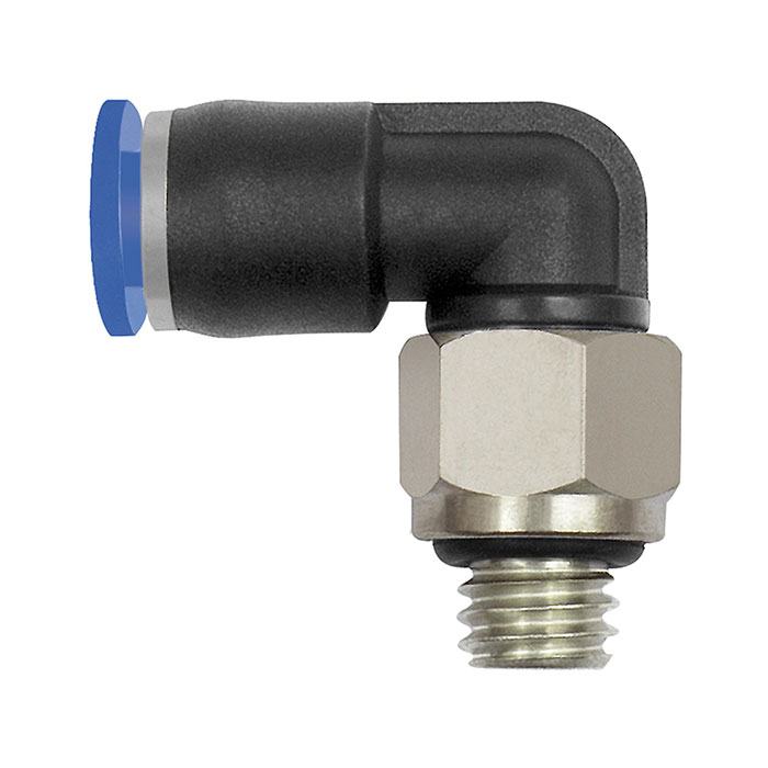 Push-in L-fitting »Blue Series« mini, rotating, M5x0.8