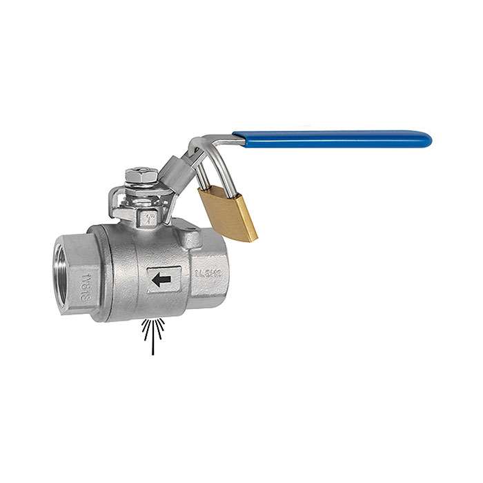 Stainless steel ball valve, lockable, venting hole, G 1/4