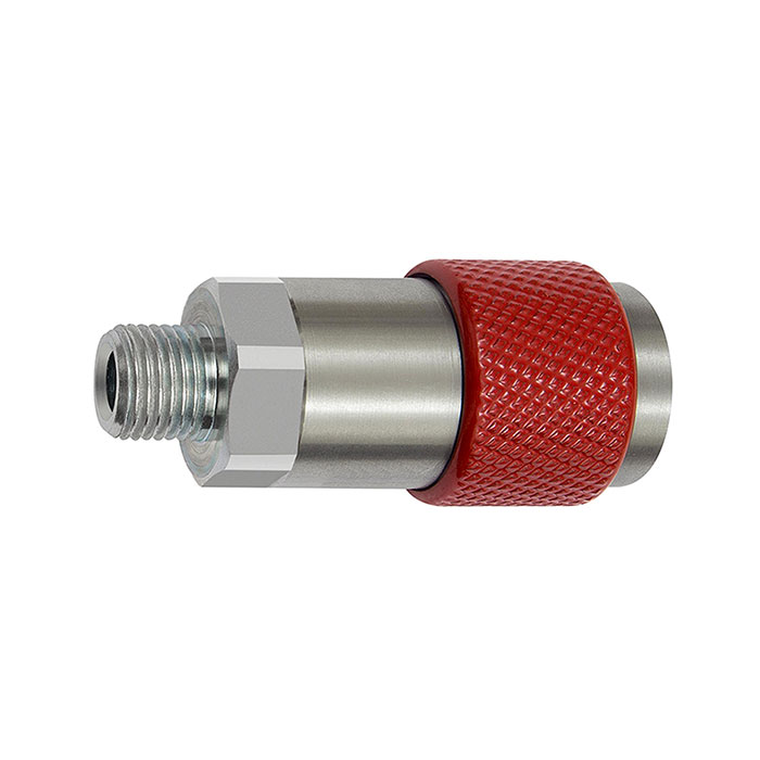 Captive swivel safety coupling I.D. 6, ISO 6150 C, G 1/4 ET, red