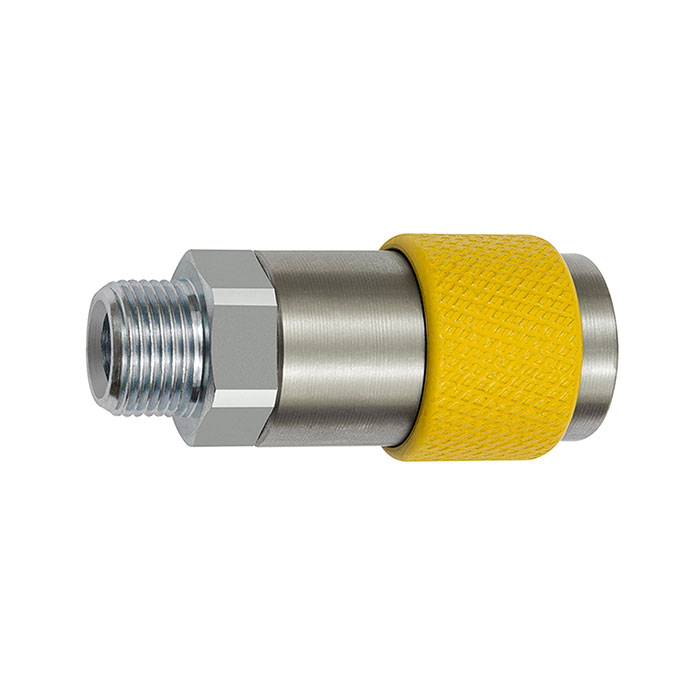 Captive swivel safety coupl. I.D. 6, ISO 6150 C, G 1/4 ET, yellow