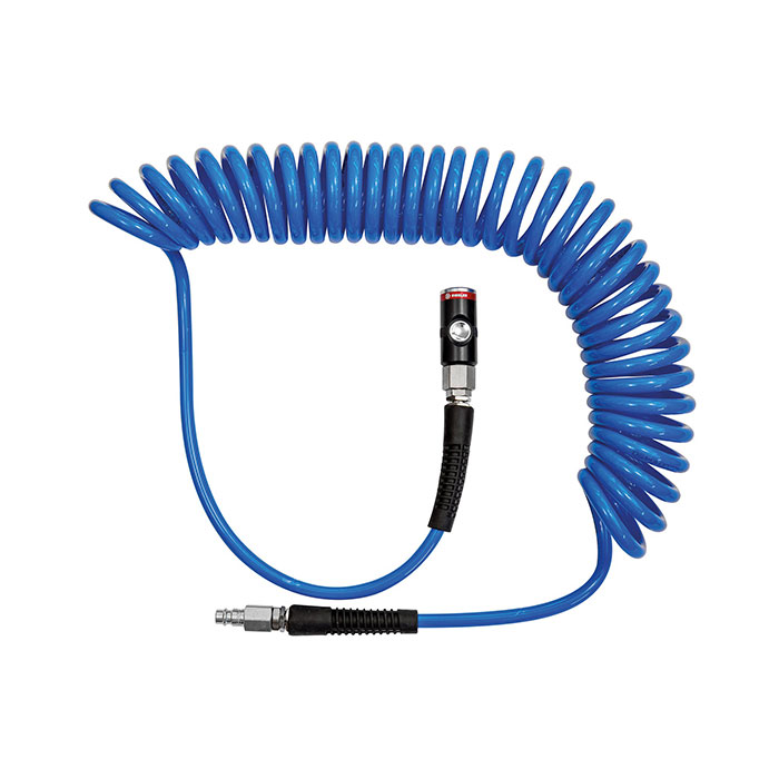 Spiral hose coupl. set, Push button coupl., PU, Hose Ø 12x8, 10 m