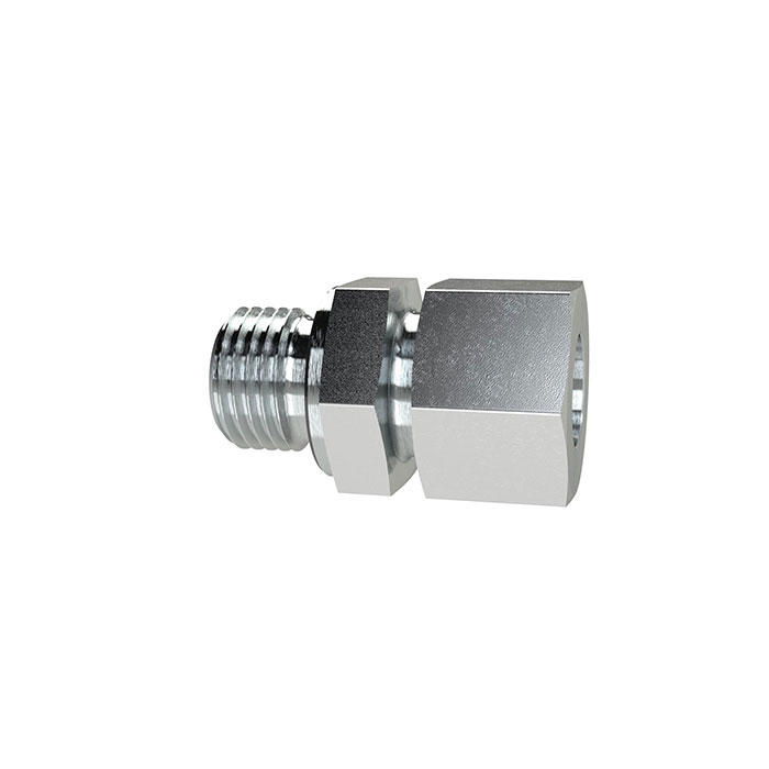 Straight screw-in fitting, M14o. Pipe ext.Ø10, galvanised steel