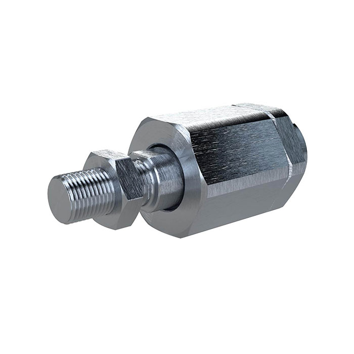 Self-aligning rod coupler, for piston rod thread M20x1.5