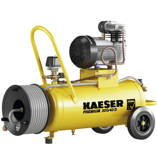 [1.1810.00010] KAESER Reciprocating compressor model PREMIUM 300/40 D with Hose reel incl. 20 m hose