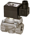 2/2-way sol. valve,AISI 304,NBR,NC, force pilot op.,230 V,G 1/2