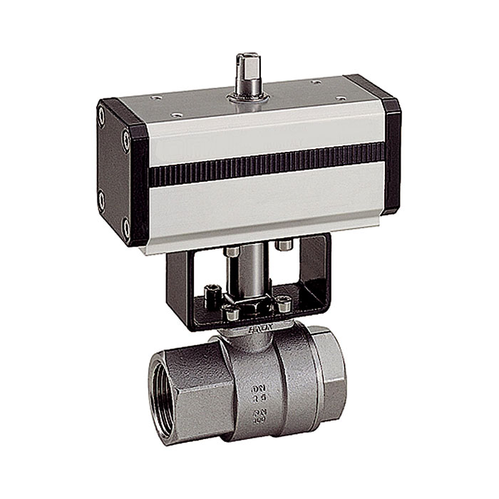 Stainless steel ball valve, Pneumatic actuation drive, Rp 1