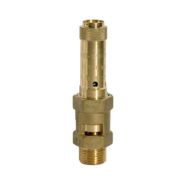 Safety valve, Brass, G 1/2, Trigger pressure 11 bar