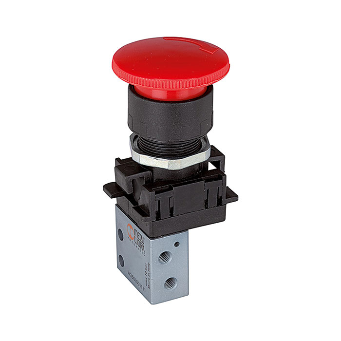 3/2-way mini valve, man.Palm button emergency stop NC M5 side