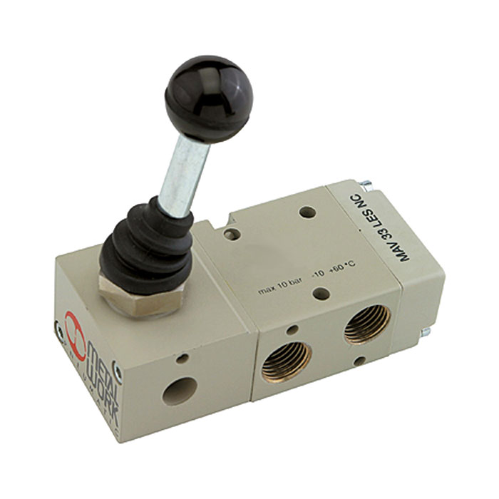 3/2-way valve, man. 90° lever bistable, G1/4