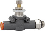 Unidir. flow contr.valve Flow one-sided, hose-thread M5 hose Ø4