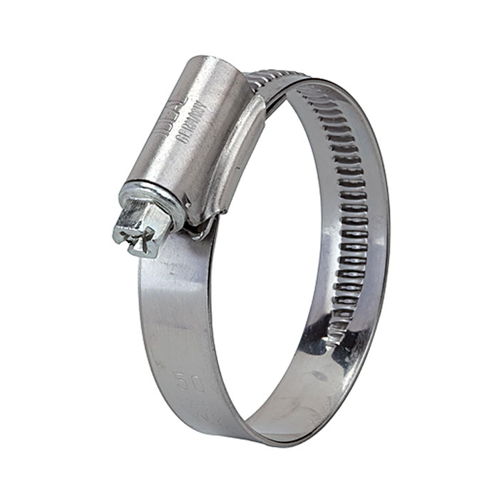 Worm thread hose clamp, Chrome steel 1.4016 (W2), 16.0 - 25.0 mm