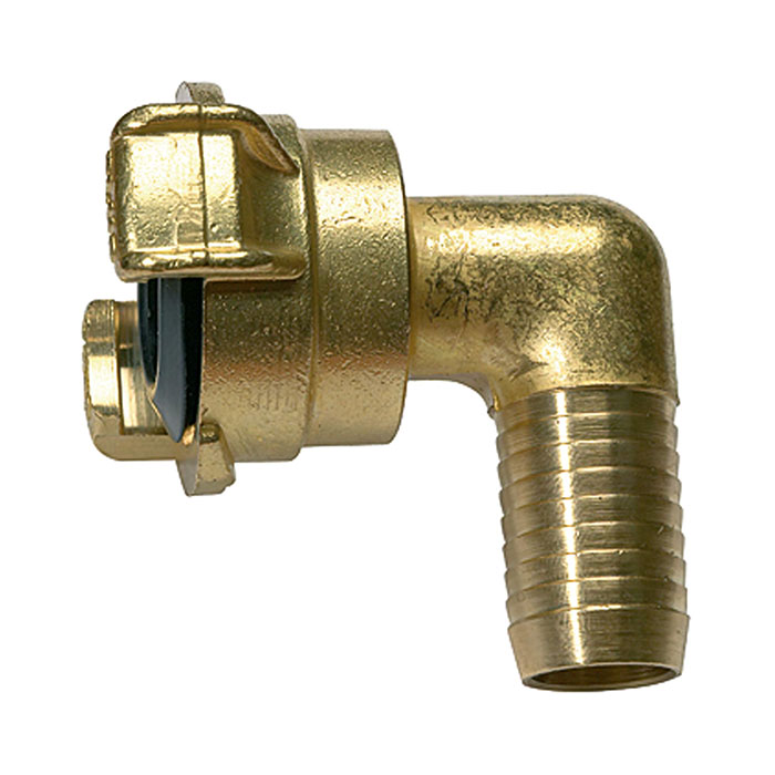 GEKA angled hose piece, 360° rotating, bright brass, I.D. 13